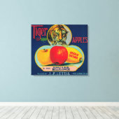 Tijger Apple Crate LabelWatsonville, CA Canvas Afdruk (Insitu (Houten vloer))