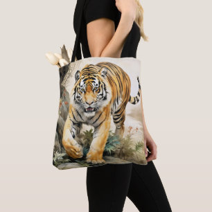 Tijger Aziatisch Traditioneel Schilderij Draagtas