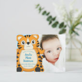 Tijger Baby shower Blue Briefkaart (Staand voorkant)