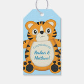 Tijger Baby shower Blue Cadeaulabel (Voorkant)