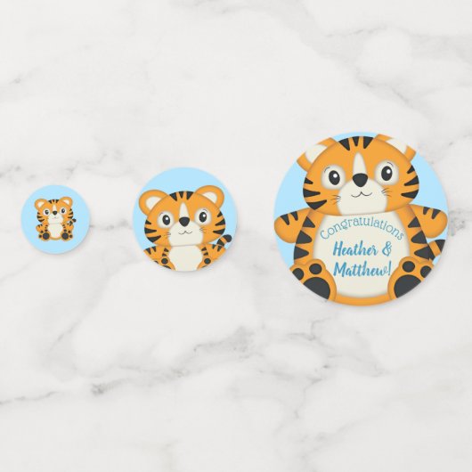 Tijger Baby shower Blue Confetti (Achterkanten)