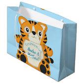 Tijger Baby shower Blue Groot Cadeauzakje (Voorkant Gekanteld)