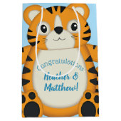 Tijger Baby shower Blue Medium Cadeauzakje (Voorkant)