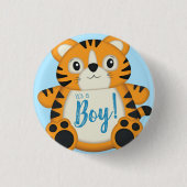 Tijger Baby shower Blue Ronde Button 3,2 Cm (Voorkant)