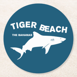 Tijger Beach - De Bahama's Duiken met haaien Ronde Kartonnen Onderzetter