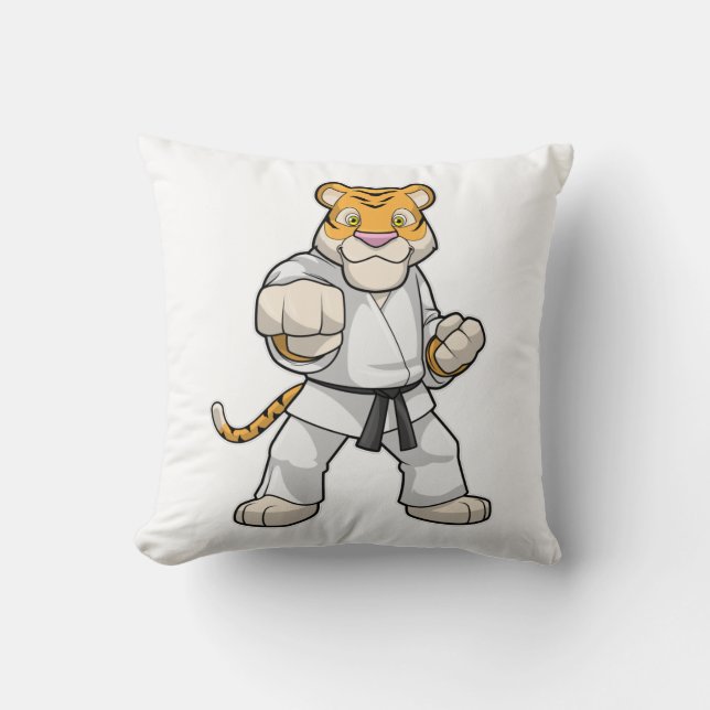 Tijger bij de vechtkunst Karate Kussen (Voorkant)