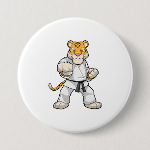 Tijger bij de vechtkunst Karate Ronde Button 7,6 Cm