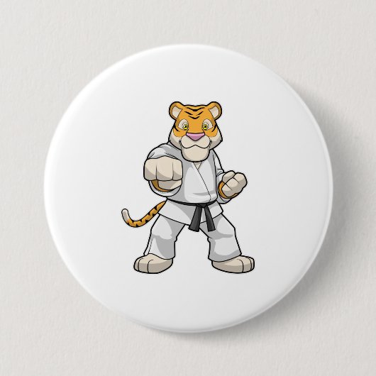 Tijger bij de vechtkunst Karate Ronde Button 7,6 Cm (Voorkant)