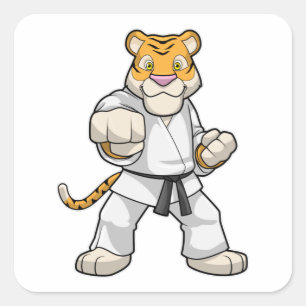 Tijger bij de vechtkunst Karate Vierkante Sticker