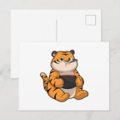 Tijger bij het eten met kom briefkaart (Voorkant / Achterkant)