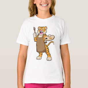 Tijger bij het Schilderen met Verf & Borstel T-shirt