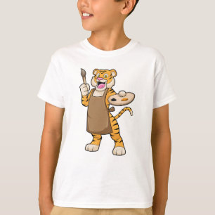 Tijger bij het Schilderen met Verf & Borstel T-shirt