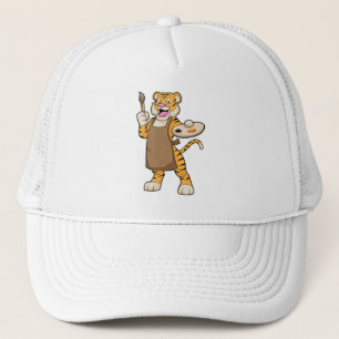 Tijger bij het Schilderen met Verf & Borstel Trucker Pet
