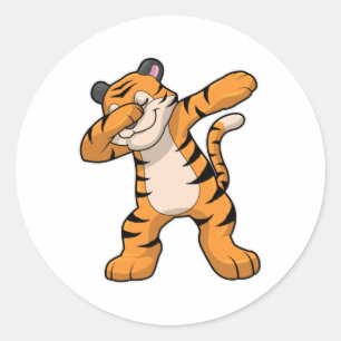 Tijger bij Hip Hop Dance Dab Ronde Sticker