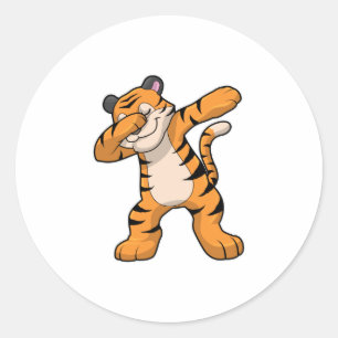 Tijger bij Hip Hop Dance Dab Ronde Sticker