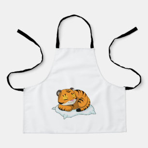 Tijger bij slapen met piloot schort