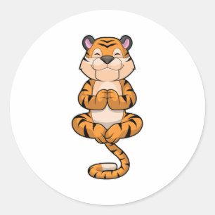 Tijger bij Yoga Fitness Ronde Sticker
