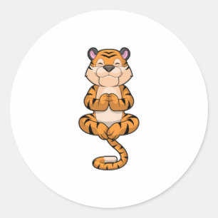 Tijger bij Yoga Fitness Ronde Sticker