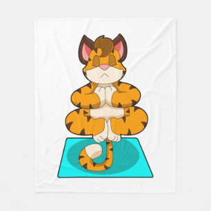 Tijger bij Yoga op Yoga mat Fleece Deken