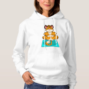 Tijger bij Yoga op Yoga mat Hoodie