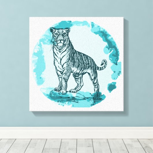  tijger canvas afdruk (Insitu (Houten vloer))