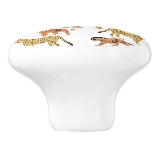 Tijger, Cheetah en Leopard Keramische Knop (Zijkant)