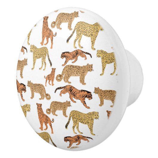 Tijger, Cheetah en Leopard Keramische Knop (Rechts)
