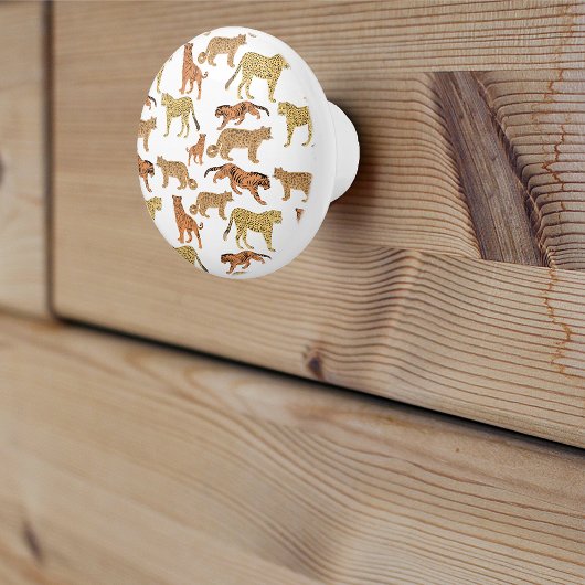 Tijger, Cheetah en Leopard Keramische Knop