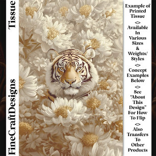 Tijger, Crème Ivoor Gouden Bloemen CX5 Decoupage Tissuepapier