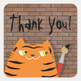 Tijger dank u vierkante sticker