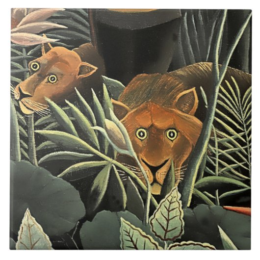 “Tijger - Detail van De Droom” van Henri Rousseau Tegeltje (Voorkant)