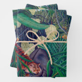 tijger die bufferbuffels aanbrengt in exotisch tro inpakpapier vel (In situ)