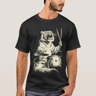 Tijger die drums speelt, grappige muziek dier t-shirt