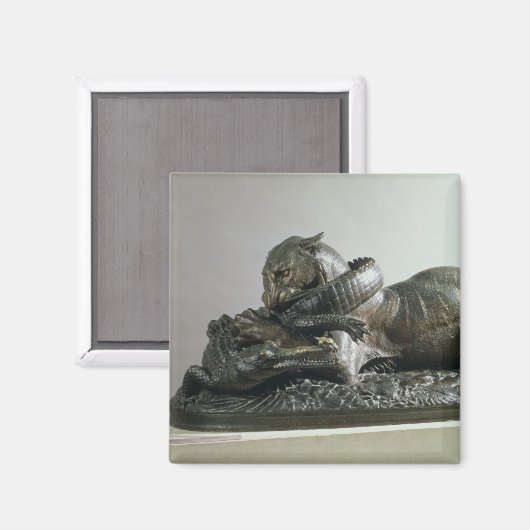 Tijger die een alligator vertrekt, 1832 (brons) magneet (Voorkant / Achterkant)