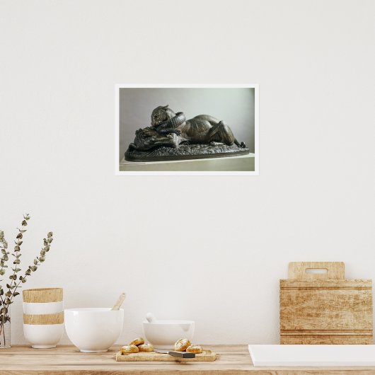 Tijger die een alligator vertrekt, 1832 (brons) poster (Keuken)
