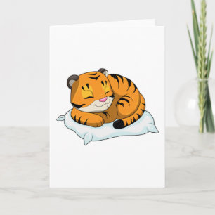 Tijger die slaapt met kussen kaart
