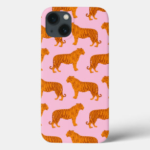 Tijger Dier Roze Modern iPhone 13 Hoesje