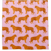 Tijger Dier Roze Modern Douchegordijn (Voorkant)