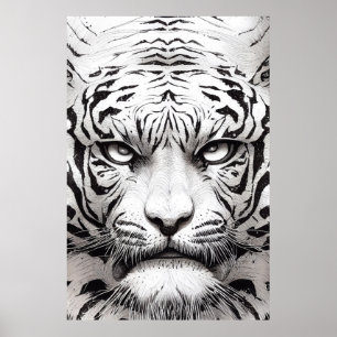 Tijger Dier Wild Natuur Illustratie Lijn Epic Poster
