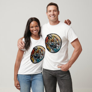 Tijger Dierportret Glas in lood Wildlife Free T-shirt
