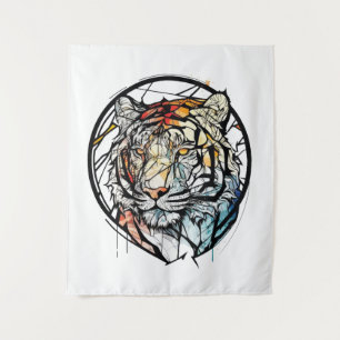 Tijger Dierportret Glas in lood Wildlife Free Wandkleed