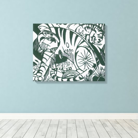 Tijger door Franz Marc,  expressionistische kunst Canvas Afdruk (Insitu (Houten vloer))