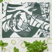 Tijger door Franz Marc,  expressionistische kunst Theedoek (Gevouwen)