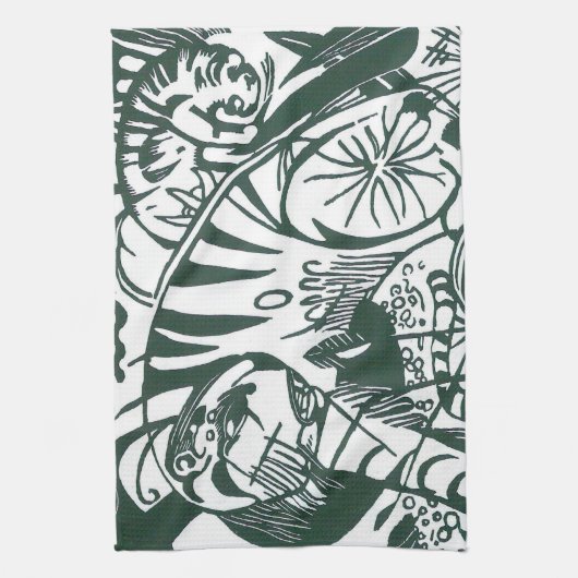 Tijger door Franz Marc,  expressionistische kunst Theedoek (Verticaal)