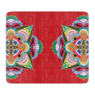 Tijger Dragon Mandala Glass Cutting Board 7.5 x 6. Snijplank