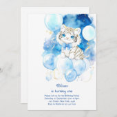 Tijger eerste verjaardag uitnodiging (Voorkant / Achterkant)