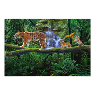TIJGER EN HAAR WELPEN FOTO AFDRUK