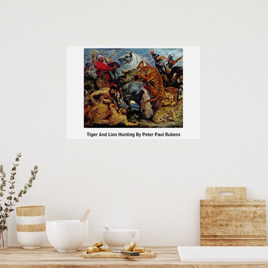 tijger en leeuw door paus Paul Rubens Poster (Keuken)