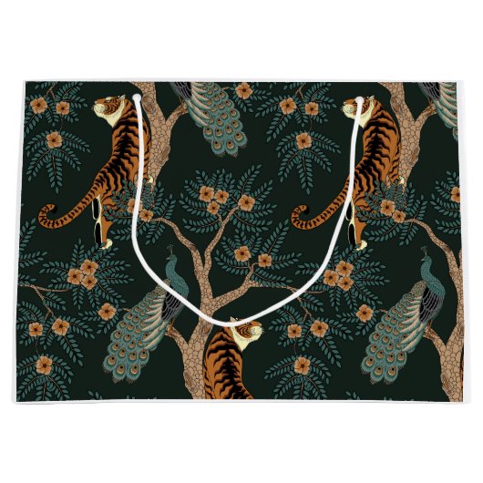 tijger en pauw groot cadeauzakje (Voorkant)