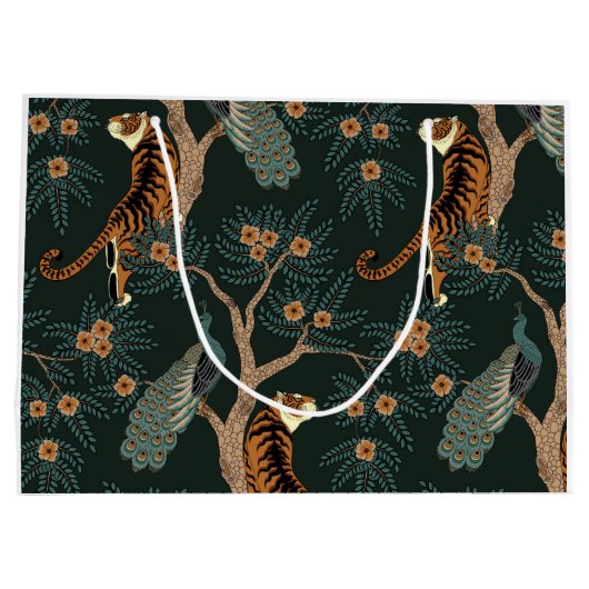 tijger en pauw groot cadeauzakje (Achterkant)